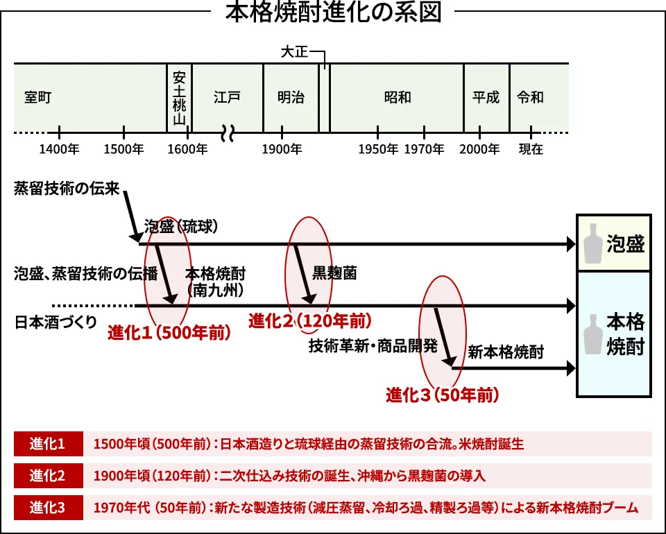 本格焼酎進化の系図（作：下田雅彦）